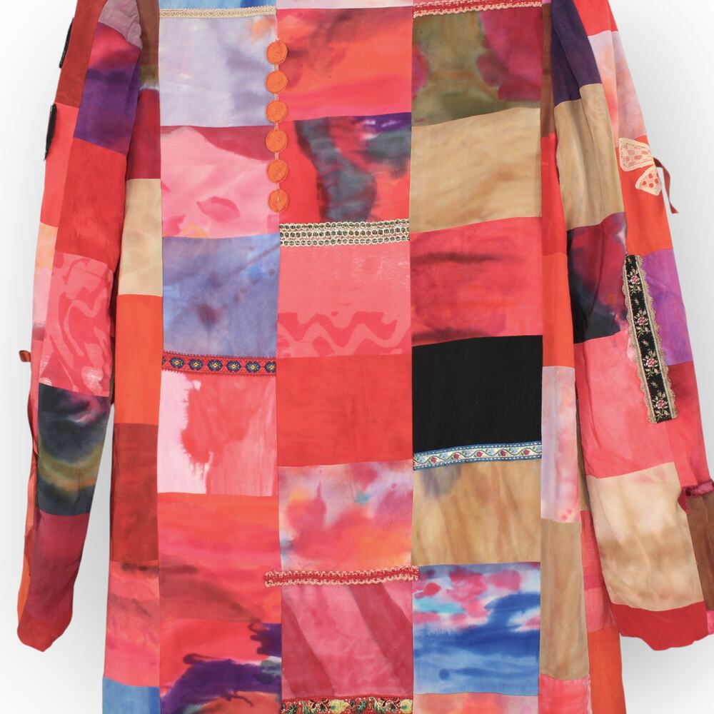 Vintage 24collection Silk Patchwork Long Open Jac… - image 6